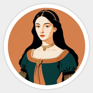 Beautiful Renaissance Woman in a Green Dress Sticker